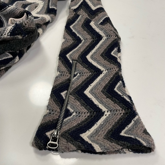 Retro Revival Boho Dress Wool Coastal 70s Chevron XS Navy Blue Free People - Picture 12 of 16